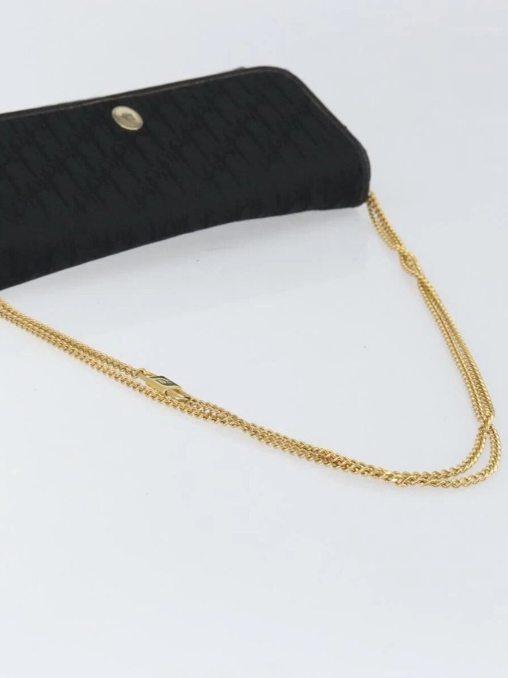 Christian Dior Trotter Canvas Chain Shoulder Bag Black Gold Auth 160947 - Picture 8 of 16